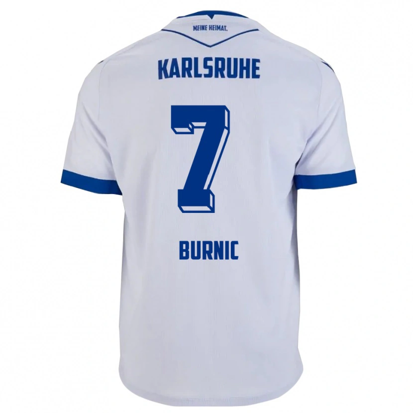 Danxen Kinderen Dzenis Burnic #7 Wit Blauw Uitshirt Uittenue 2025/26 T-Shirt