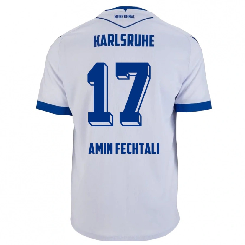 Danxen Kinderen Oualid El Fechtali #17 Wit Blauw Uitshirt Uittenue 2025/26 T-Shirt