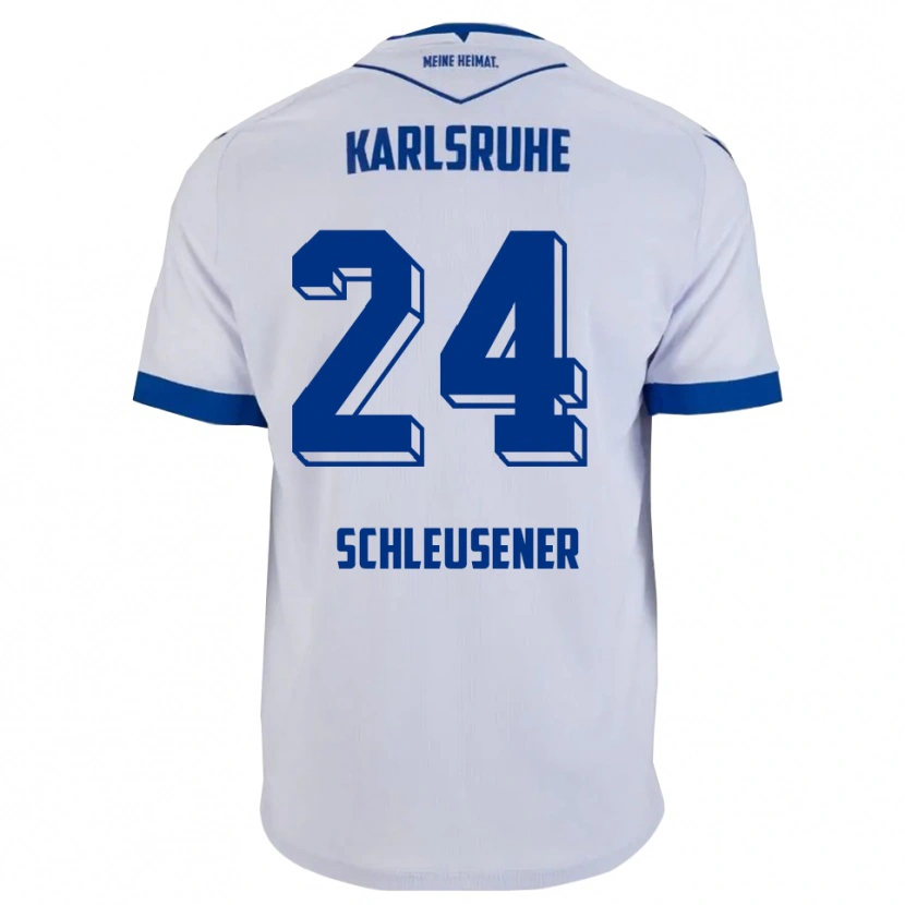 Danxen Kinderen Fabian Schleusener #24 Wit Blauw Uitshirt Uittenue 2025/26 T-Shirt