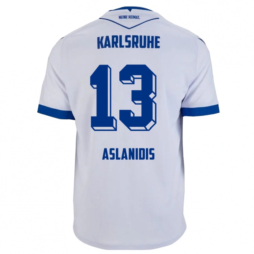 Danxen Kinderen Ioannis Aslanidis #13 Wit Blauw Uitshirt Uittenue 2025/26 T-Shirt