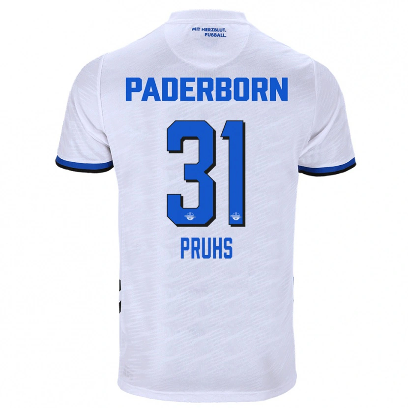 Danxen Kinderen Florian Pruhs #31 Wit Blauw Uitshirt Uittenue 2025/26 T-Shirt