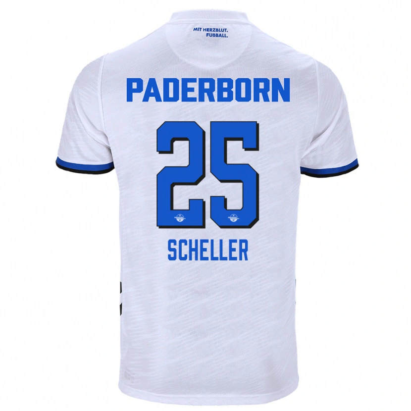 Danxen Kinderen Tjark Scheller #25 Wit Blauw Uitshirt Uittenue 2025/26 T-Shirt