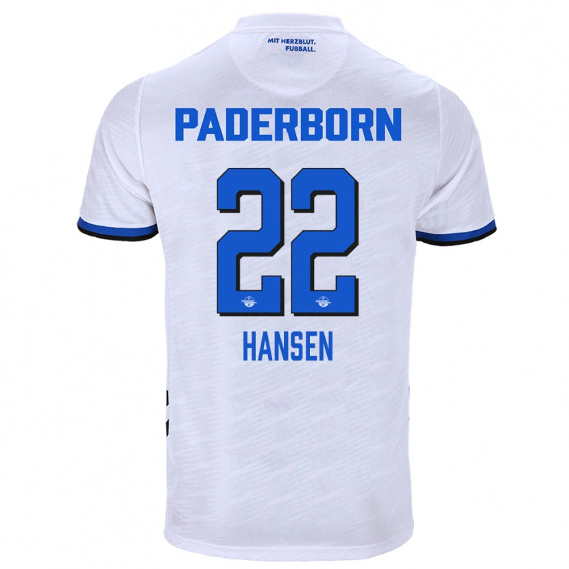Danxen Kinderen Mattes Hansen #22 Wit Blauw Uitshirt Uittenue 2025/26 T-Shirt
