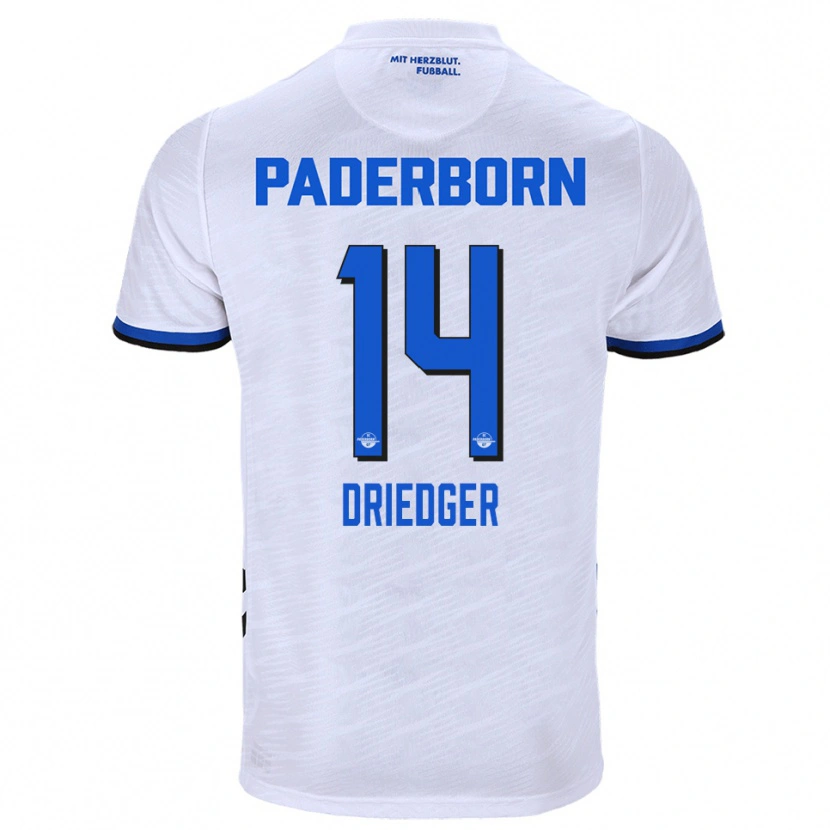 Danxen Kinderen Julian Driedger #14 Wit Blauw Uitshirt Uittenue 2025/26 T-Shirt