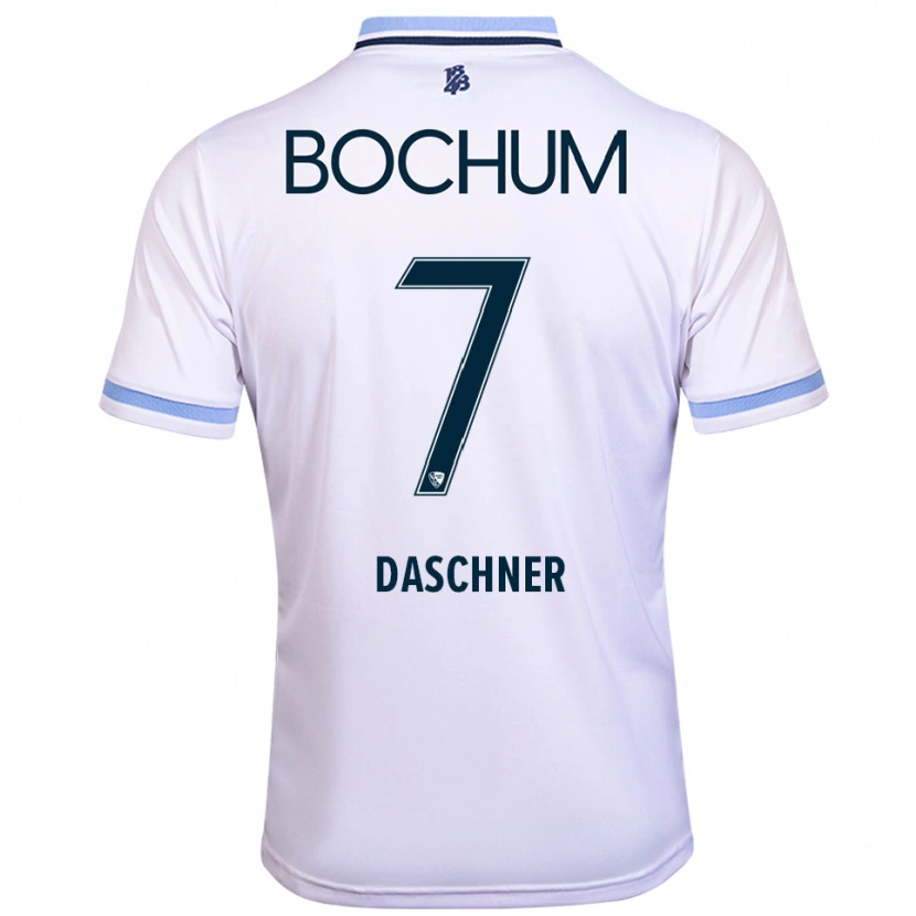 Danxen Kinderen Lukas Daschner #7 Wit Hemelsblauw Uitshirt Uittenue 2025/26 T-Shirt