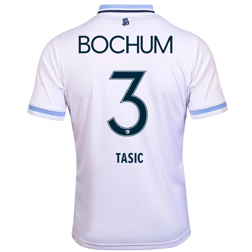 Danxen Kinderen Stevan Tasic #3 Wit Hemelsblauw Uitshirt Uittenue 2025/26 T-Shirt