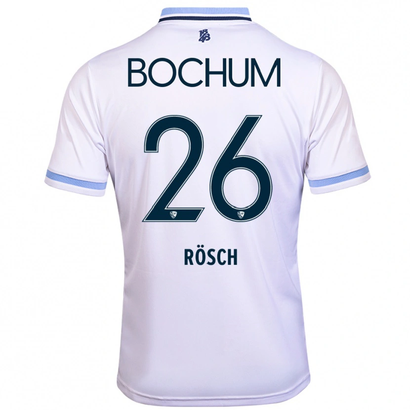 Danxen Kinderen Romario Rösch #26 Wit Hemelsblauw Uitshirt Uittenue 2025/26 T-Shirt