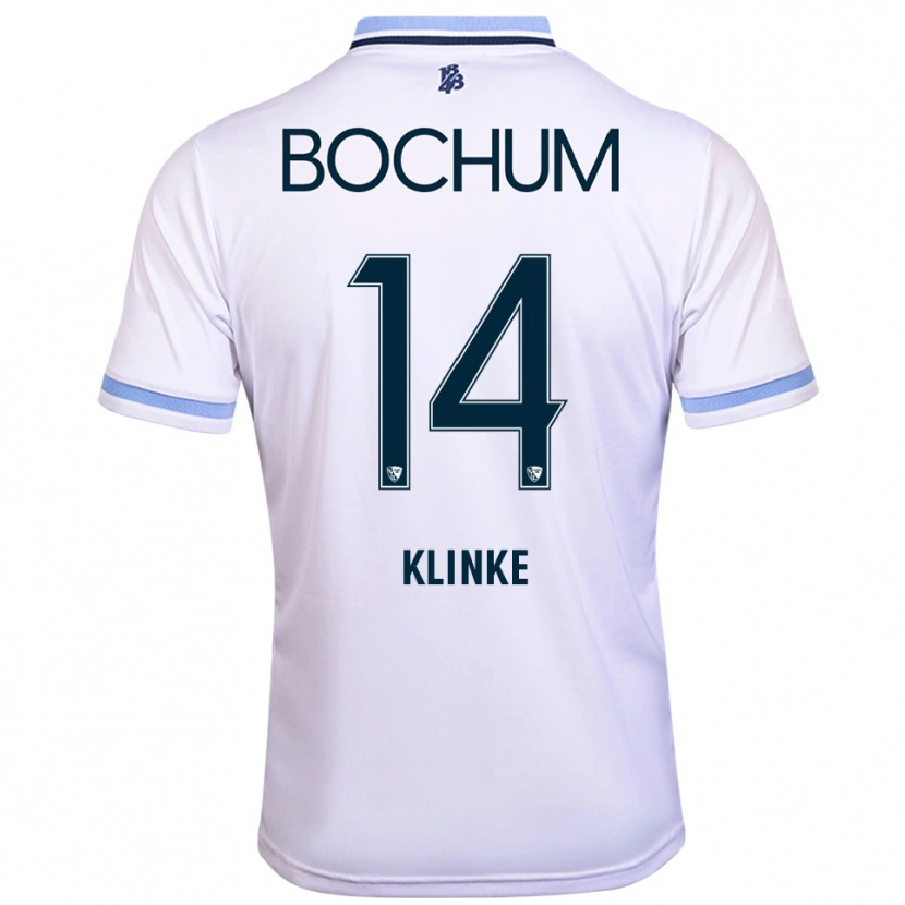 Danxen Kinderen Niklas Klinke #14 Wit Hemelsblauw Uitshirt Uittenue 2025/26 T-Shirt