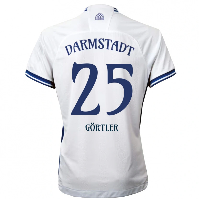 Danxen Kinderen Bastian Görtler #25 Wit Blauw Uitshirt Uittenue 2025/26 T-Shirt