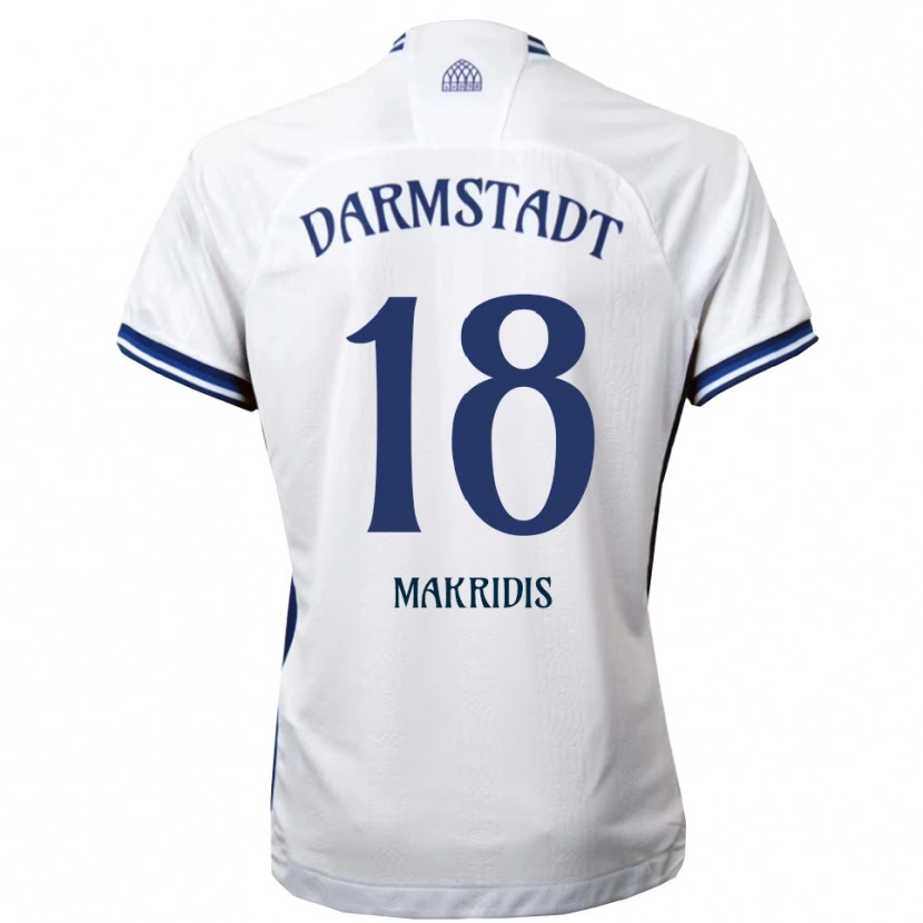 Danxen Kinderen Georgios Makridis #18 Wit Blauw Uitshirt Uittenue 2025/26 T-Shirt