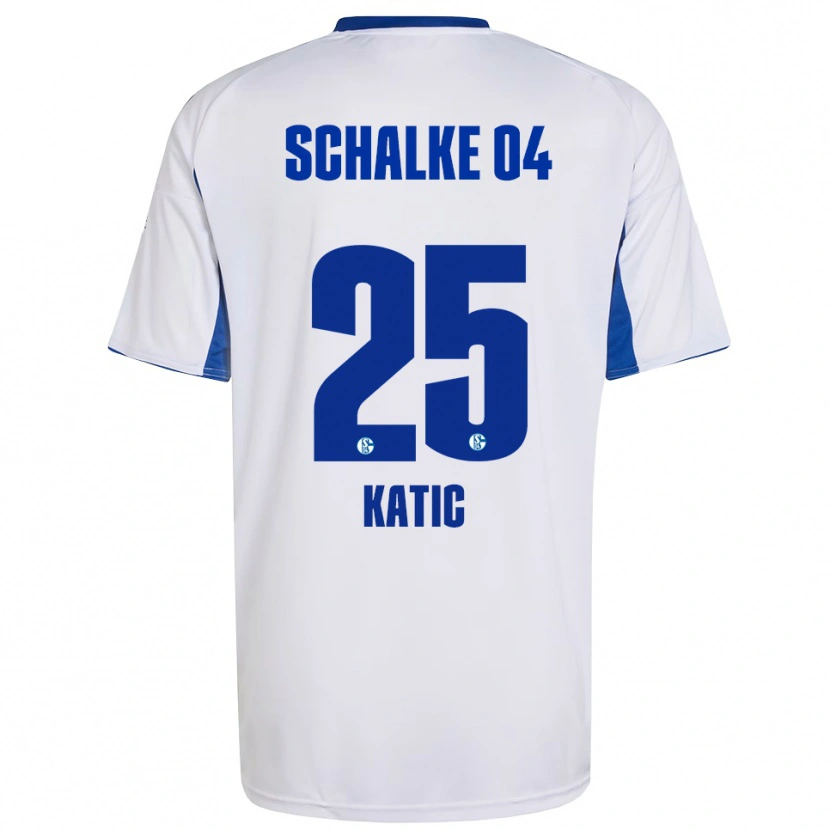 Danxen Kinderen Nikola Katic #25 Wit Blauw Uitshirt Uittenue 2025/26 T-Shirt