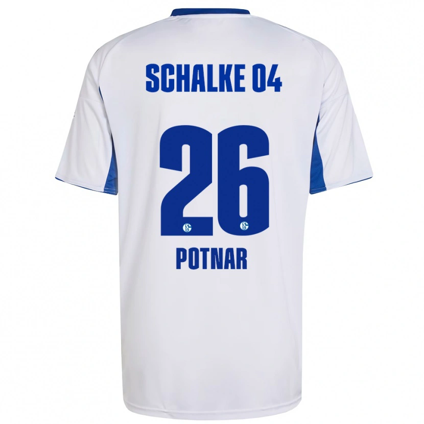 Danxen Kinderen Bojan Potnar #26 Wit Blauw Uitshirt Uittenue 2025/26 T-Shirt
