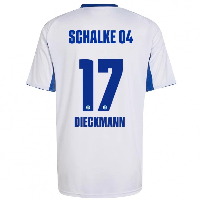 Danxen Kinderen Jonas Dieckmann #17 Wit Blauw Uitshirt Uittenue 2025/26 T-Shirt