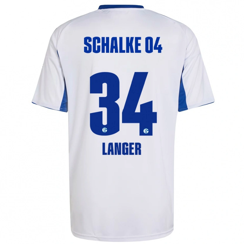 Danxen Kinderen Michael Langer #34 Wit Blauw Uitshirt Uittenue 2025/26 T-Shirt