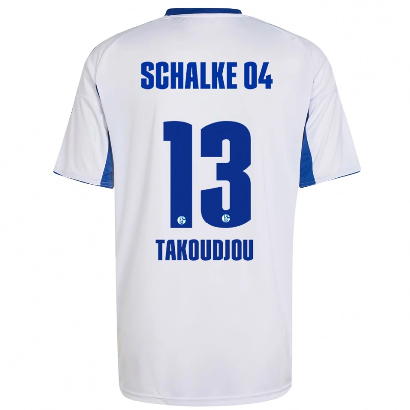 Danxen Kinderen Alan Takoudjou #13 Wit Blauw Uitshirt Uittenue 2025/26 T-Shirt