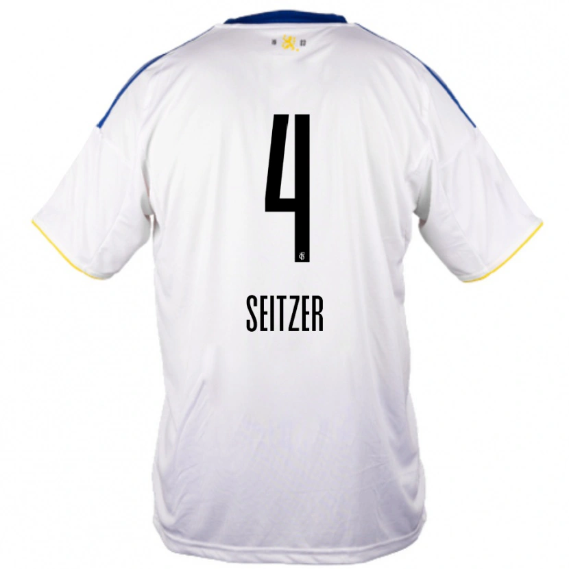 Danxen Kinderen Max Seitzer #4 Wit Blauw Geel Uitshirt Uittenue 2025/26 T-Shirt