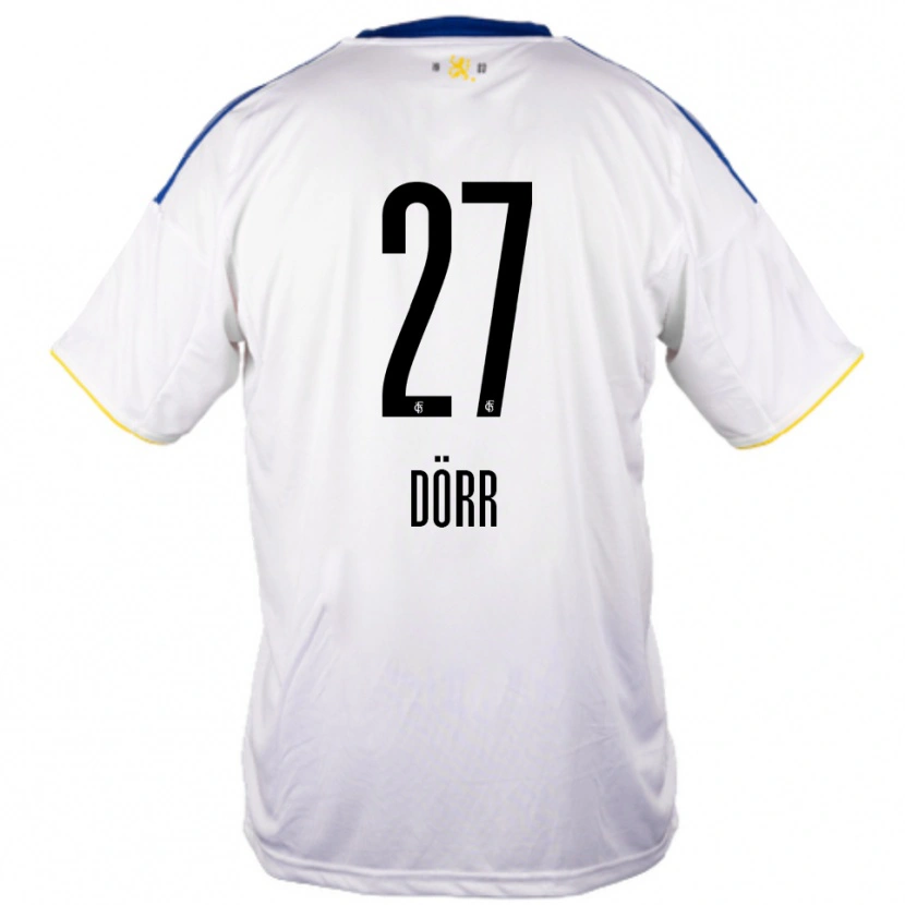 Danxen Kinderen Emma Dörr #27 Wit Blauw Geel Uitshirt Uittenue 2025/26 T-Shirt