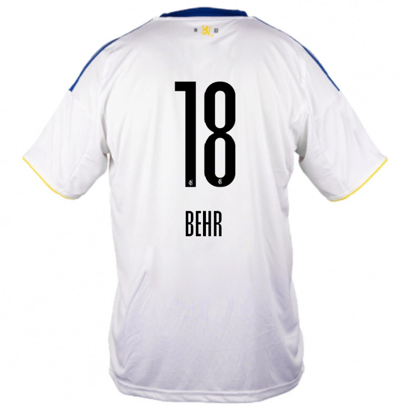 Danxen Kinderen Luca Behr #18 Wit Blauw Geel Uitshirt Uittenue 2025/26 T-Shirt