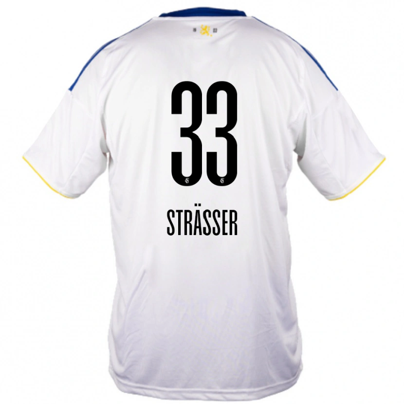 Danxen Kinderen Jannick Strässer #33 Wit Blauw Geel Uitshirt Uittenue 2025/26 T-Shirt