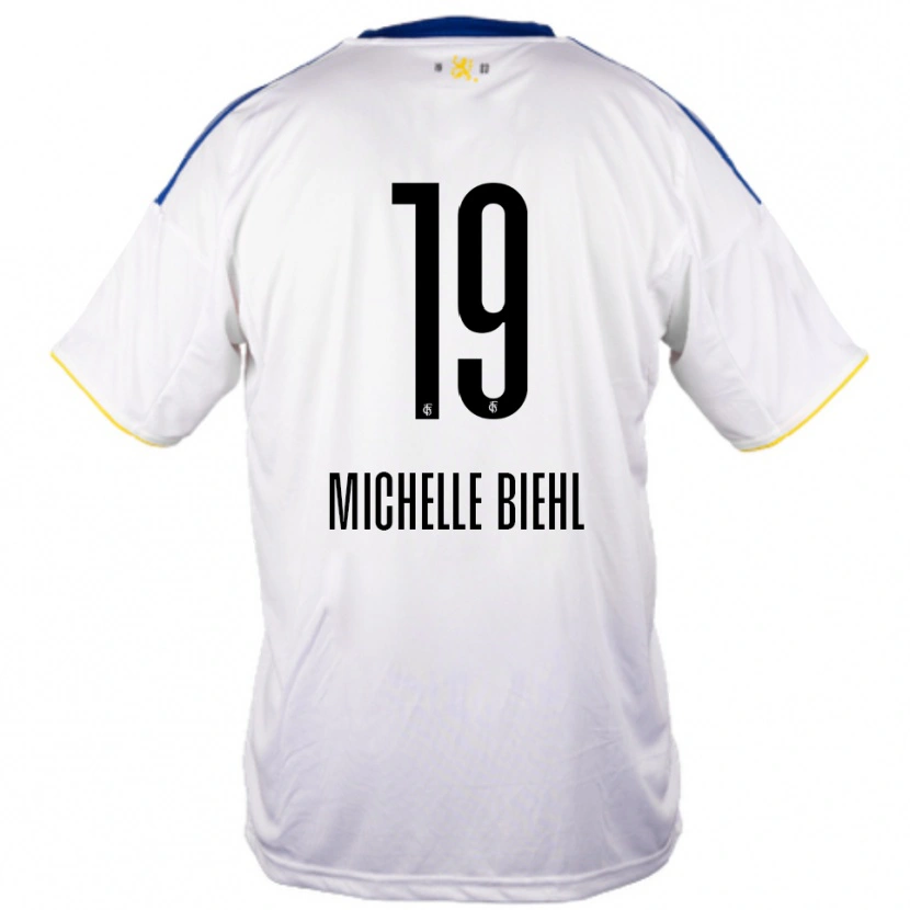 Danxen Kinderen Leonie Michelle Biehl #19 Wit Blauw Geel Uitshirt Uittenue 2025/26 T-Shirt