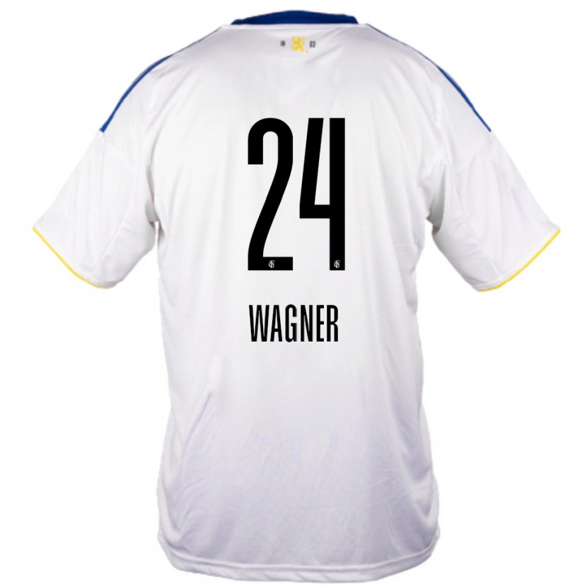 Danxen Kinderen Emma Wagner #24 Wit Blauw Geel Uitshirt Uittenue 2025/26 T-Shirt