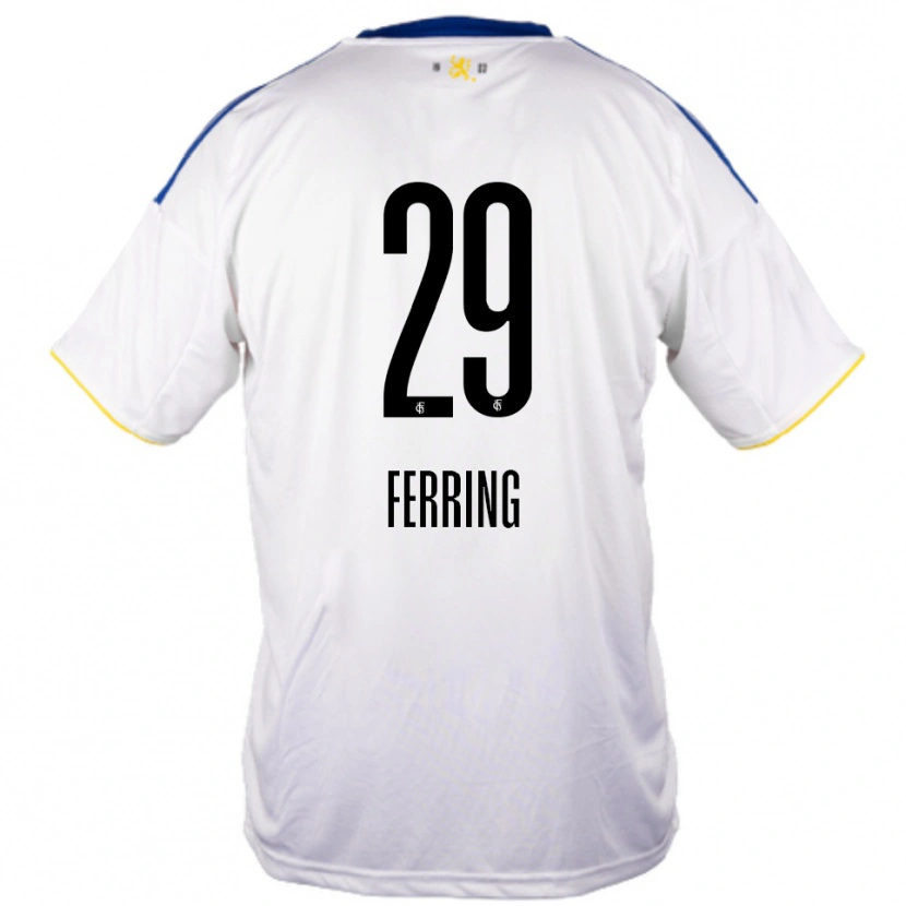 Danxen Kinderen Johannes Ferring #29 Wit Blauw Geel Uitshirt Uittenue 2025/26 T-Shirt