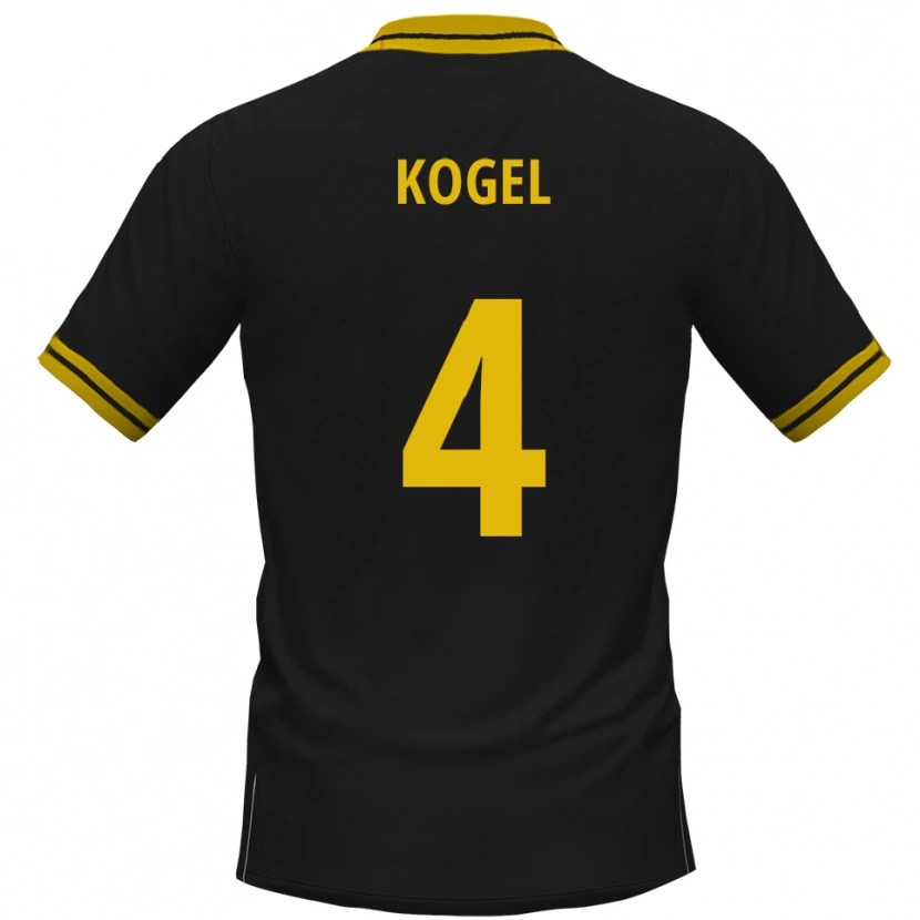 Danxen Kinderen Tobias Kogel #4 Zwart Geel Uitshirt Uittenue 2025/26 T-Shirt