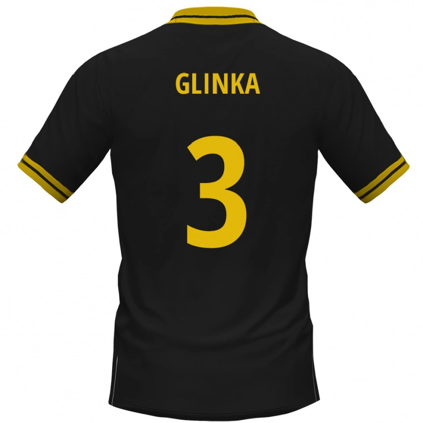 Danxen Kinderen Tim Glinka #3 Zwart Geel Uitshirt Uittenue 2025/26 T-Shirt