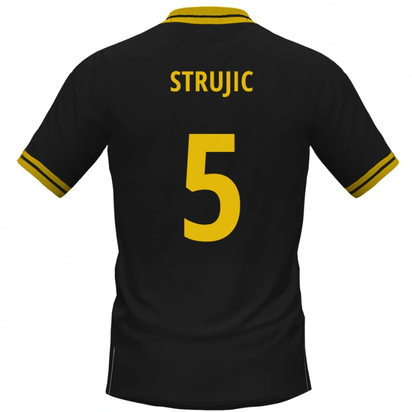 Danxen Kinderen Sasa Strujic #5 Zwart Geel Uitshirt Uittenue 2025/26 T-Shirt