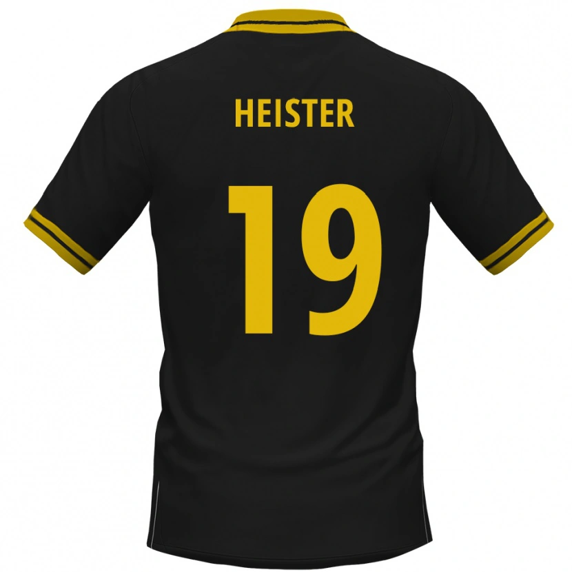 Danxen Kinderen Florian Heister #19 Zwart Geel Uitshirt Uittenue 2025/26 T-Shirt
