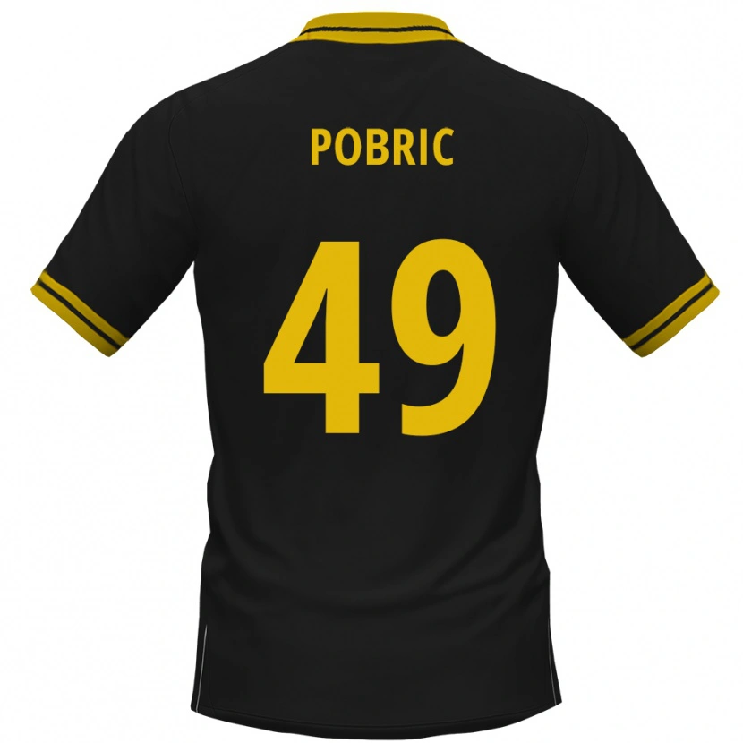 Danxen Kinderen Mika Pobric #49 Zwart Geel Uitshirt Uittenue 2025/26 T-Shirt