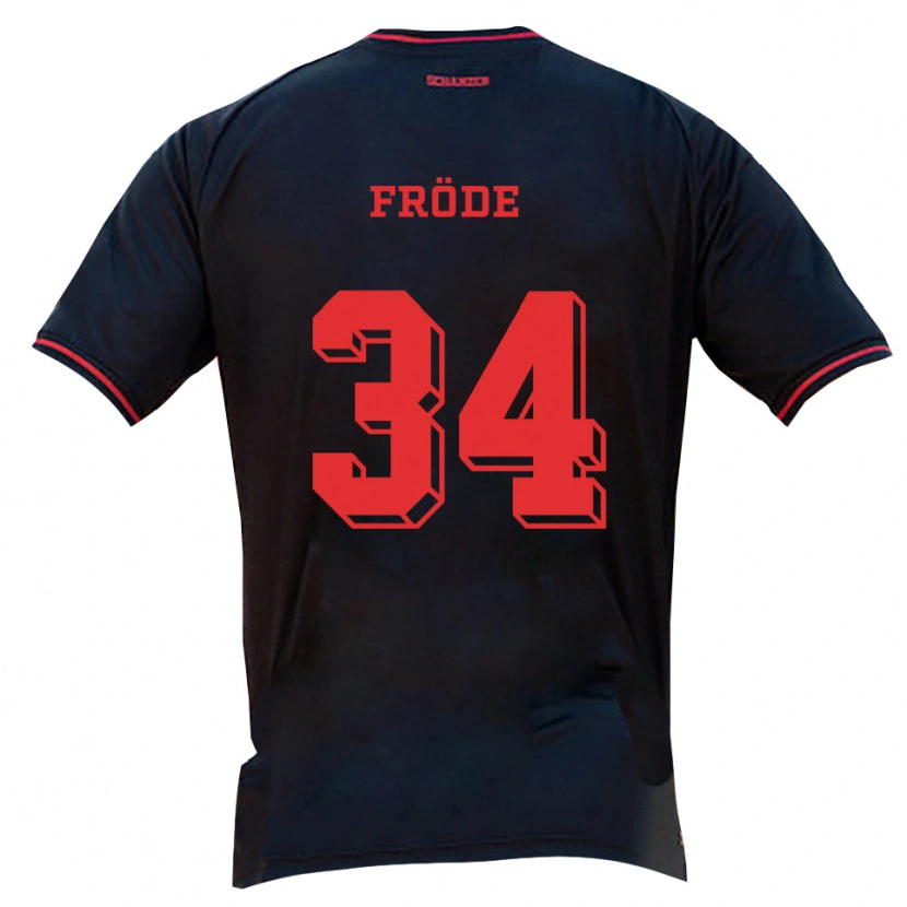 Danxen Kinderen Lukas Fröde #34 Zwart Rood Wit Uitshirt Uittenue 2025/26 T-Shirt