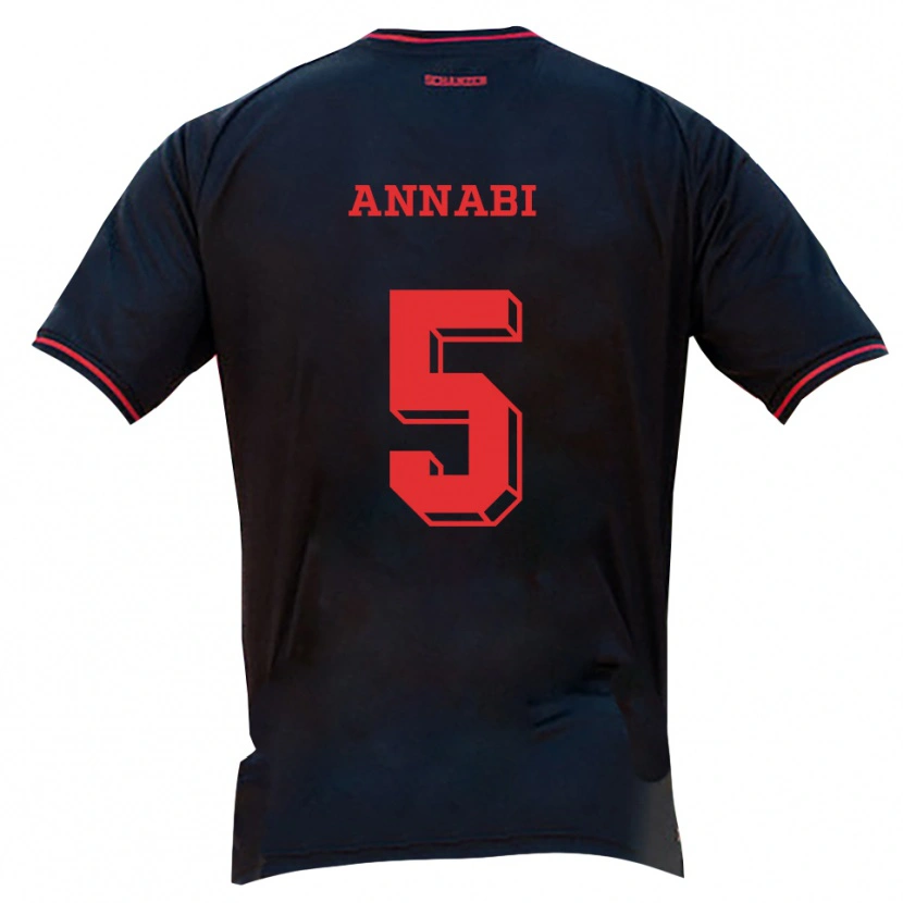 Danxen Kinderen Ilias Annabi #5 Zwart Rood Wit Uitshirt Uittenue 2025/26 T-Shirt