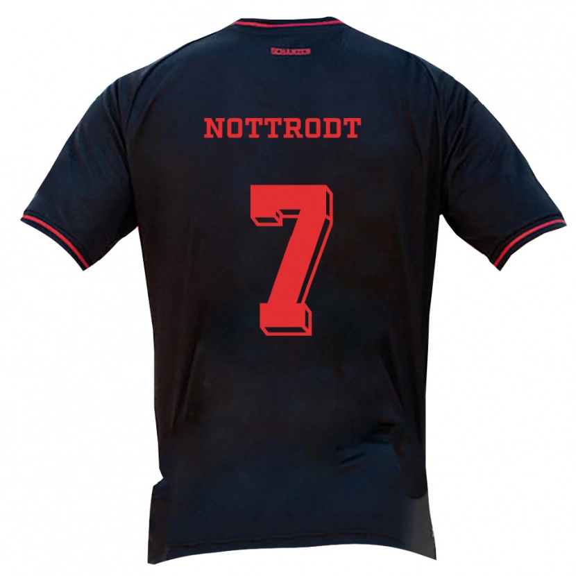 Danxen Kinderen Justin Nottrodt #7 Zwart Rood Wit Uitshirt Uittenue 2025/26 T-Shirt