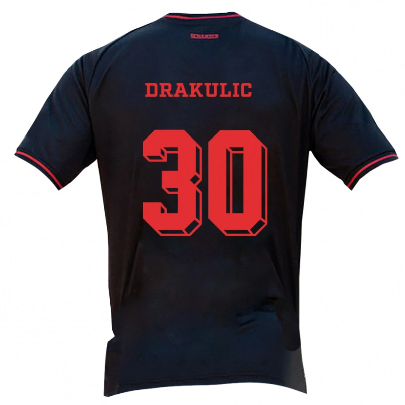 Danxen Kinderen Ognjen Drakulic #30 Zwart Rood Wit Uitshirt Uittenue 2025/26 T-Shirt