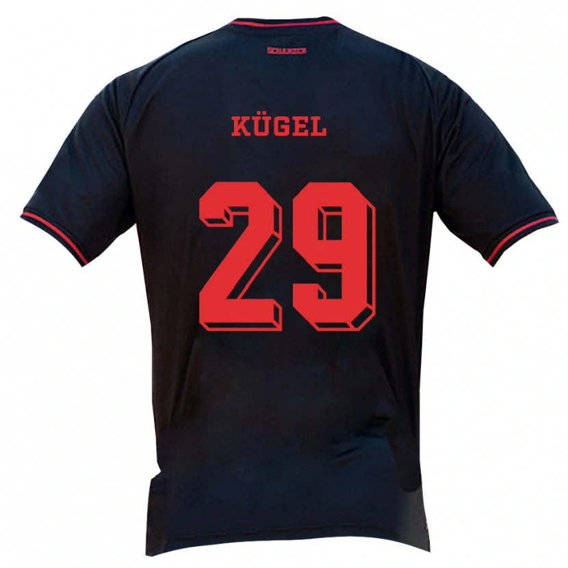 Danxen Kinderen Julian Kügel #29 Zwart Rood Wit Uitshirt Uittenue 2025/26 T-Shirt