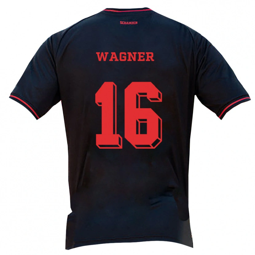 Danxen Kinderen Maximilian Wagner #16 Zwart Rood Wit Uitshirt Uittenue 2025/26 T-Shirt