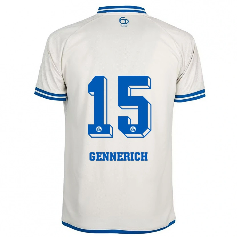 Danxen Kinderen Nick Gennerich #15 Wit Blauw Uitshirt Uittenue 2025/26 T-Shirt