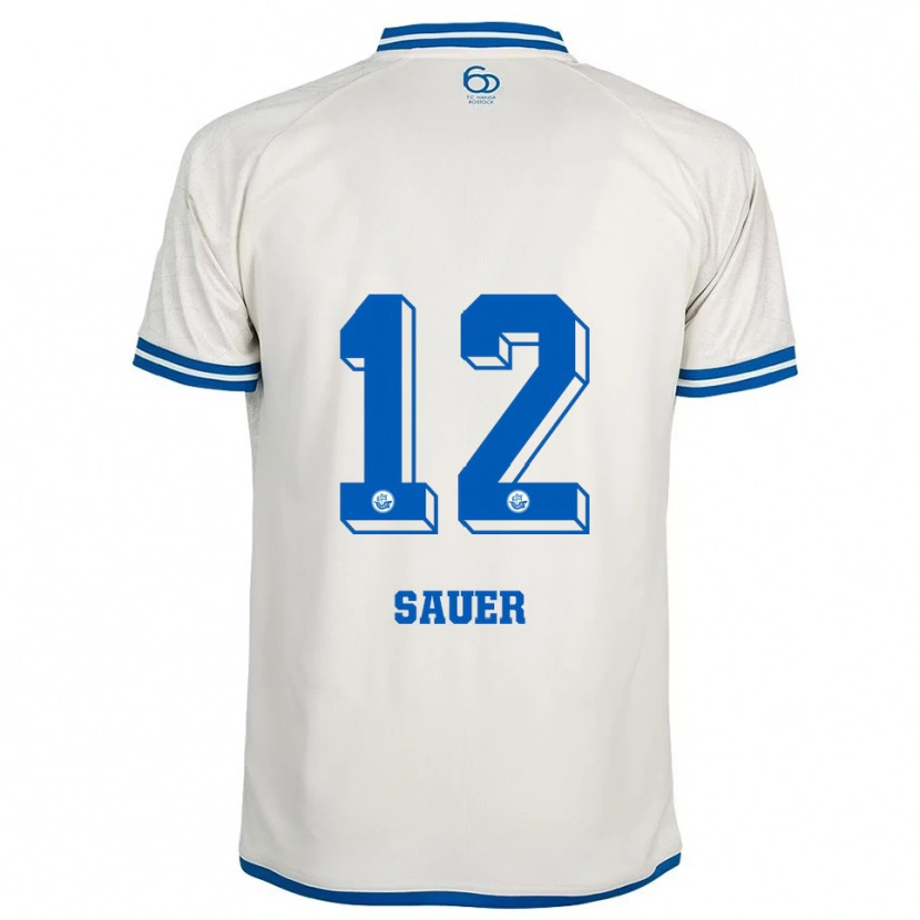 Danxen Kinderen John-Lukas Sauer #12 Wit Blauw Uitshirt Uittenue 2025/26 T-Shirt