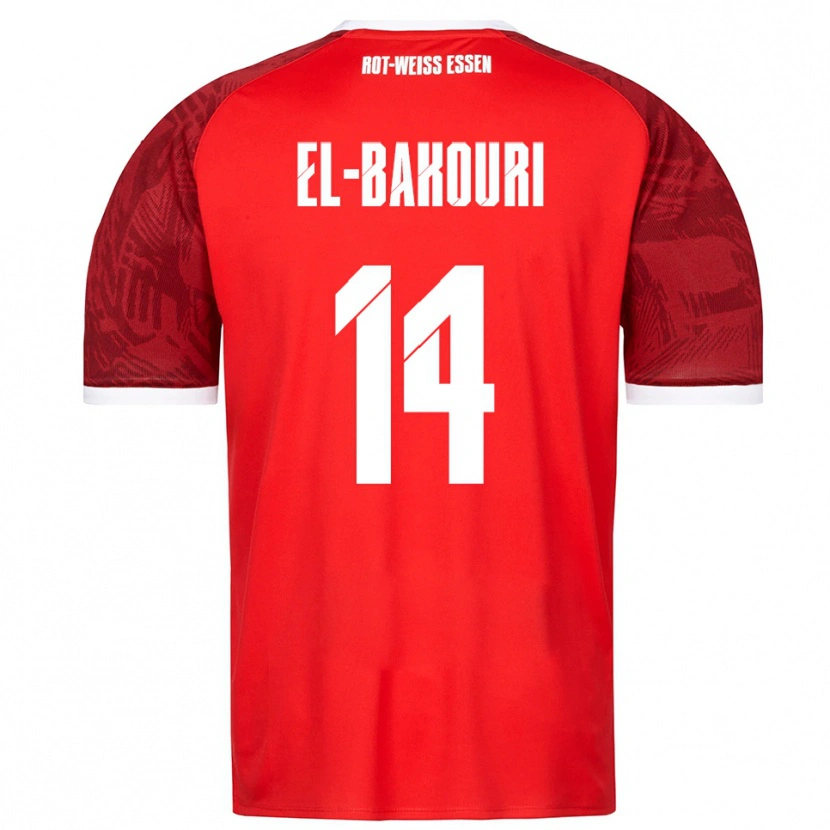 Danxen Kinderen Ibrahim El-Bakouri #14 Rood Bordeaux Wit Uitshirt Uittenue 2025/26 T-Shirt