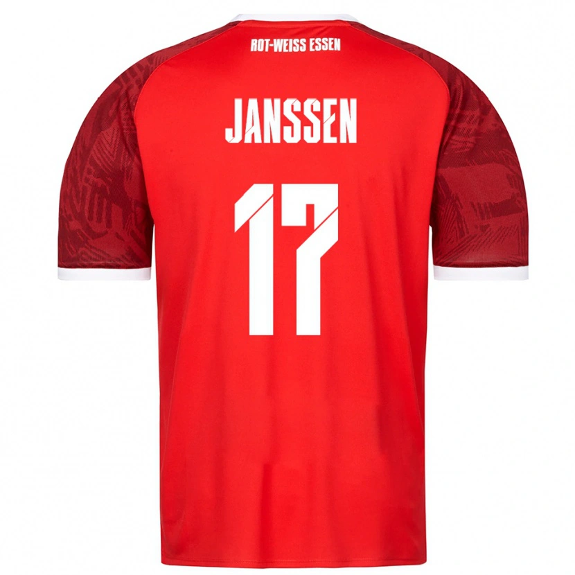 Danxen Kinderen Lenn Janssen #17 Rood Bordeaux Wit Uitshirt Uittenue 2025/26 T-Shirt