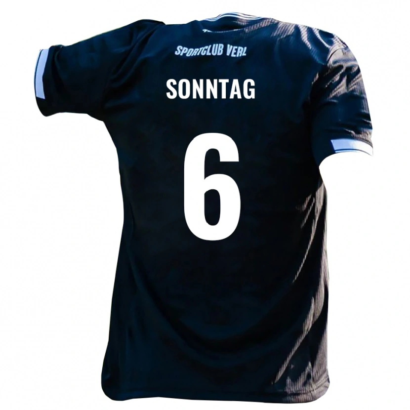 Danxen Kinderen Cristiano Sonntag #6 Zwart Wit Uitshirt Uittenue 2025/26 T-Shirt