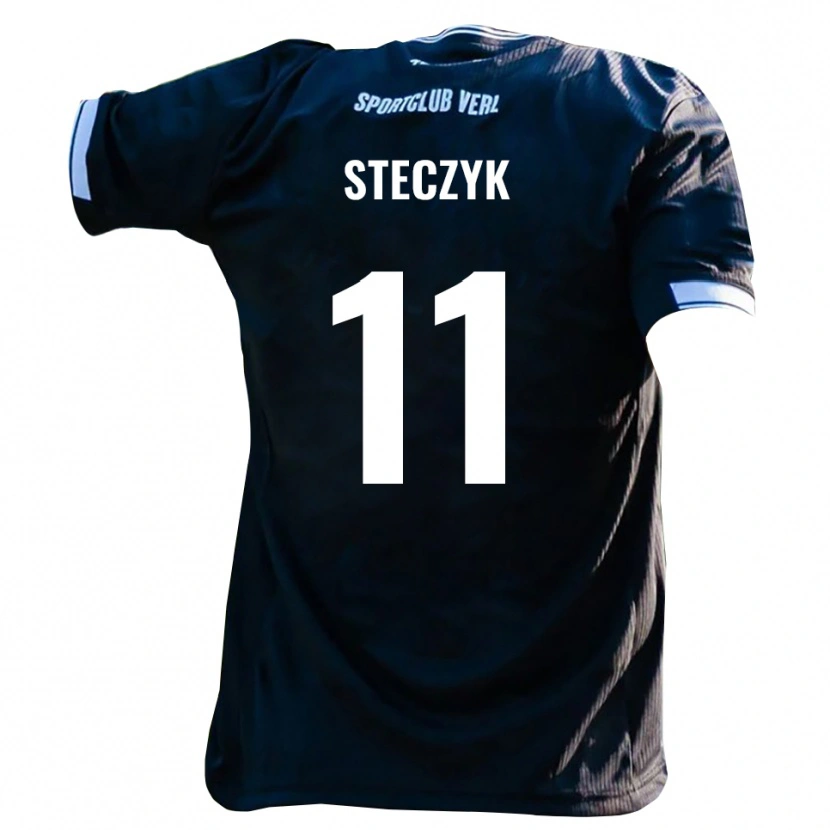 Danxen Kinderen Dominik Steczyk #11 Zwart Wit Uitshirt Uittenue 2025/26 T-Shirt