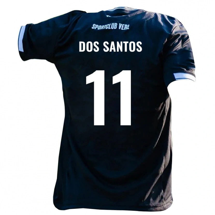 Danxen Kinderen Samuel Dos Santos #11 Zwart Wit Uitshirt Uittenue 2025/26 T-Shirt
