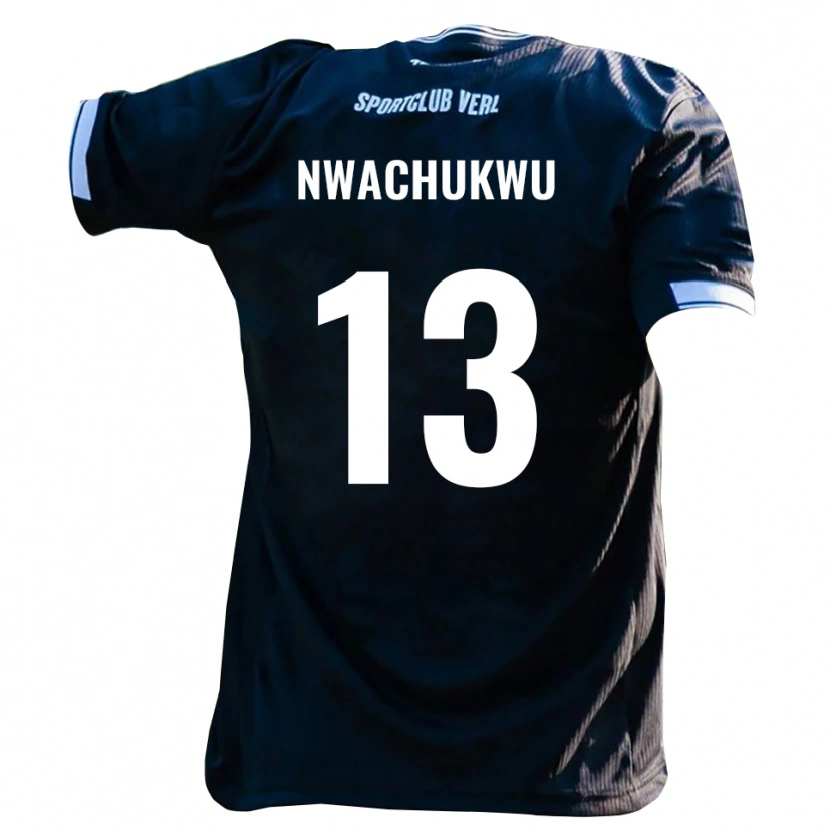 Danxen Kinderen Isaak Nwachukwu #13 Zwart Wit Uitshirt Uittenue 2025/26 T-Shirt