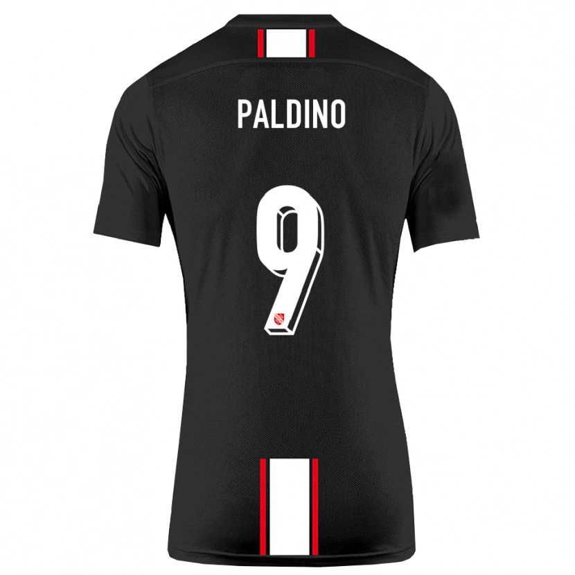 Danxen Kinderen Lorenzo Paldino #9 Zwart Wit Uitshirt Uittenue 2025/26 T-Shirt