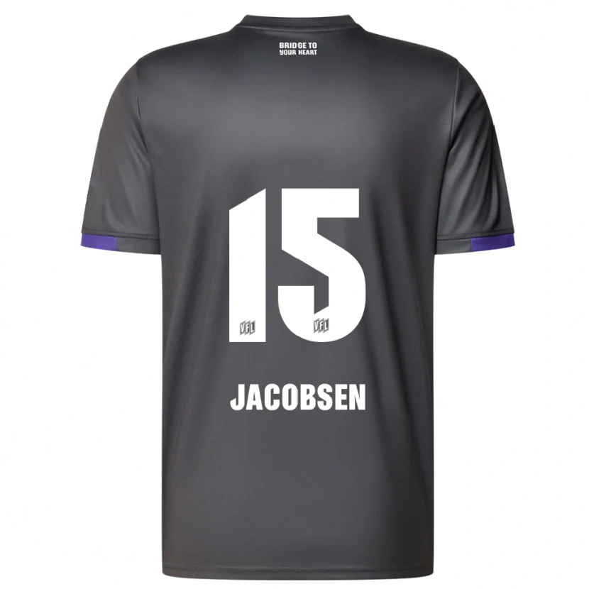 Danxen Kinderen Bjarke Jacobsen #15 Grijs Paars Uitshirt Uittenue 2025/26 T-Shirt