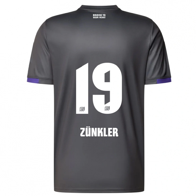 Danxen Kinderen Bernd Zünkler #19 Grijs Paars Uitshirt Uittenue 2025/26 T-Shirt