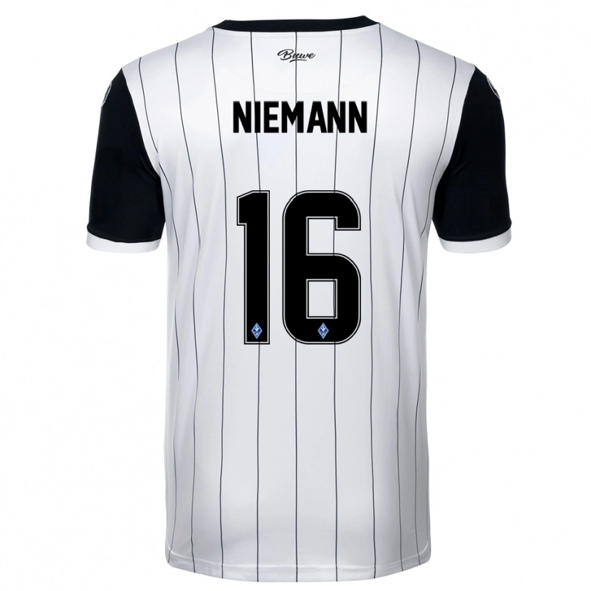 Danxen Kinderen Jan Niemann #16 Wit Zwart Uitshirt Uittenue 2025/26 T-Shirt
