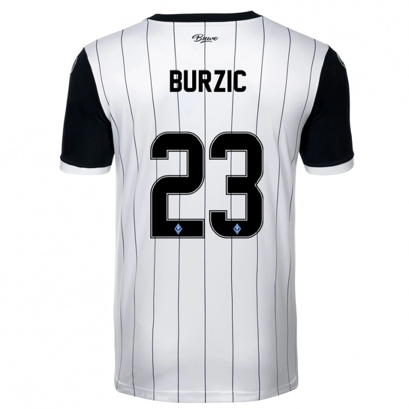 Danxen Kinderen Dino Burzic #23 Wit Zwart Uitshirt Uittenue 2025/26 T-Shirt